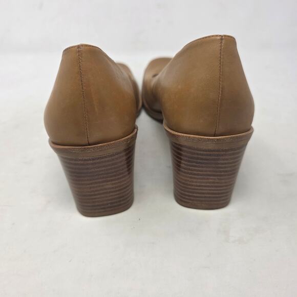 Gianni Bini Leather Block Heel Pumps Women’s 9M Tan Square Toe Slip-On Shoes - Picture 5 of 8